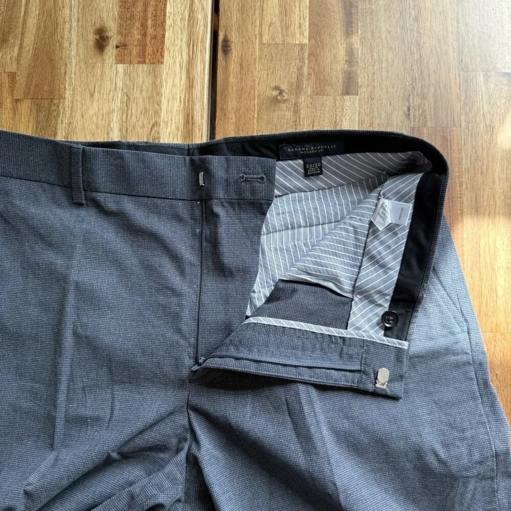 Banana Republic Dress Pants Mens 33X30 Gray 100% Cotton Modern Fit‎ Office Event